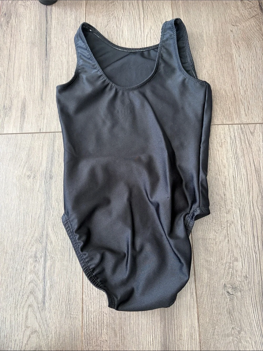 Kids' Leotard Black with Red & White 'MEGA' Design. Youth size M